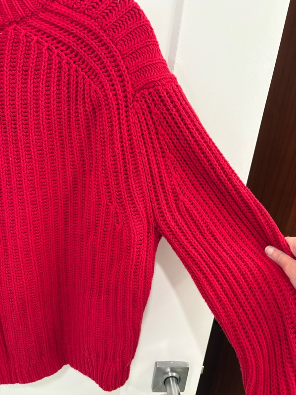 J.Crew Knit Heritage Cotton Fisherman Crewneck Sweater in Racing Red Sz Medium - Picture 12 of 16